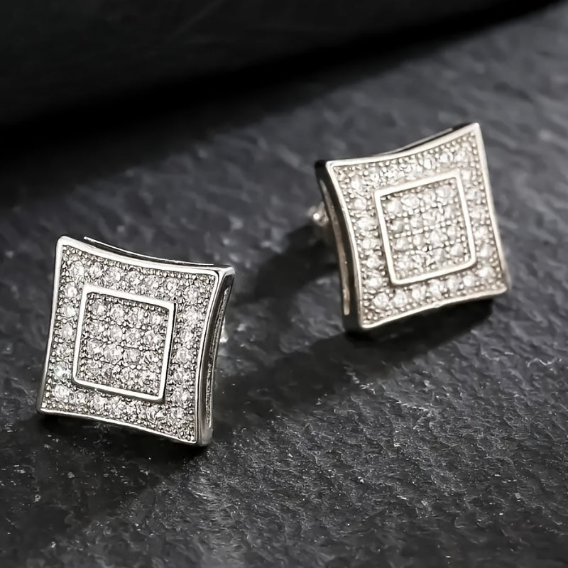 Pillow Type Zircon Earrings