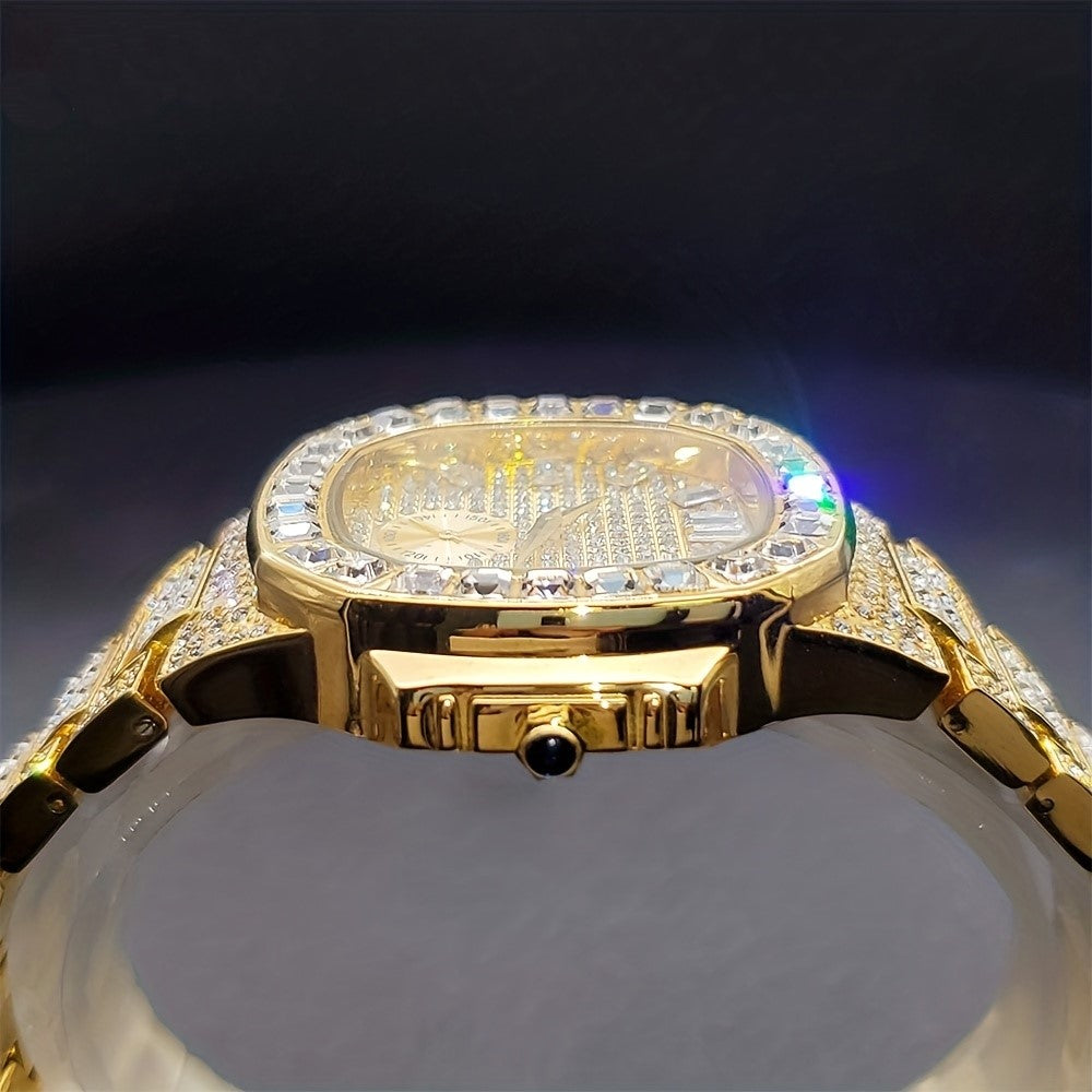 Golden, Silvery or Mixed 42mm Rhinestone Quartz Watch