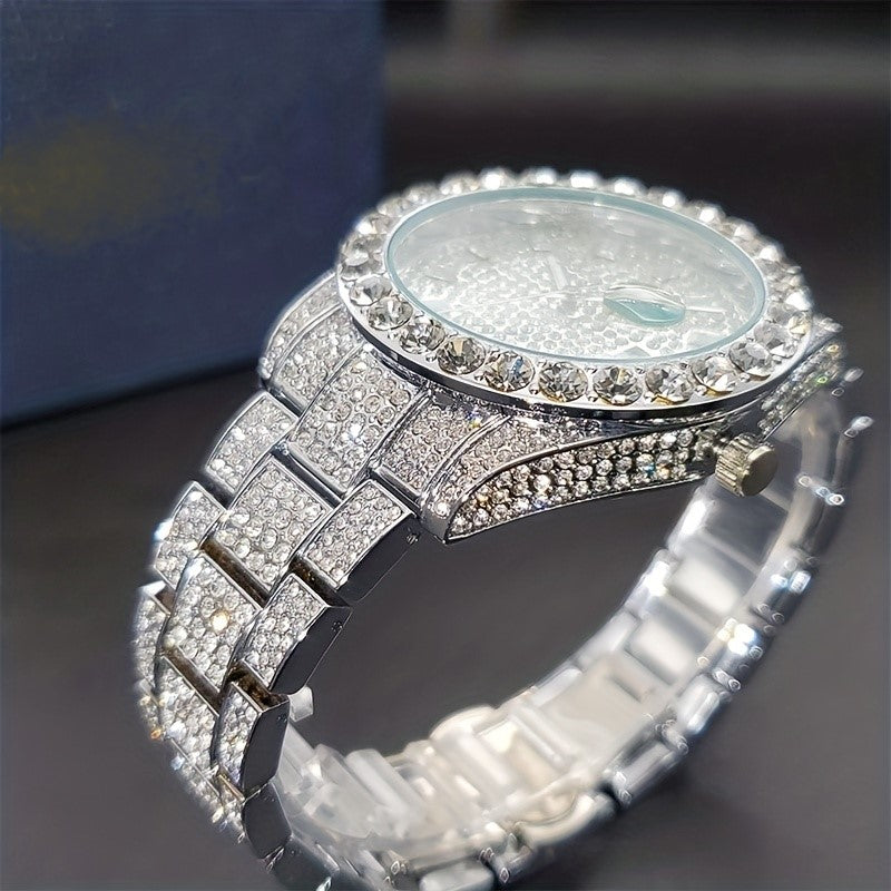 Wet Rhinestone Stone Gold, Silver or Mixed Men's Watch