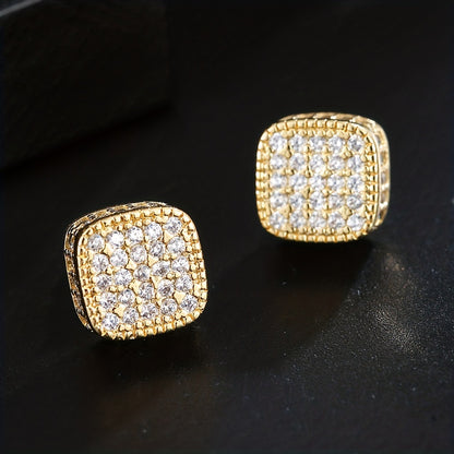 Golden or Silvery Rounded Zirconia Earrings