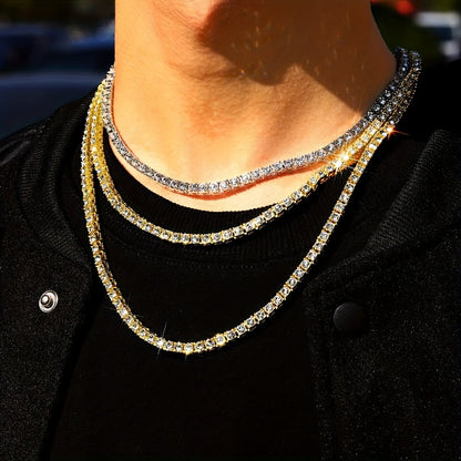 Silvery or Golden Rhinestone Tennis Chain