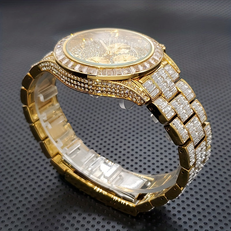 Luxury Roman Golden or Silvery Zircon Watch