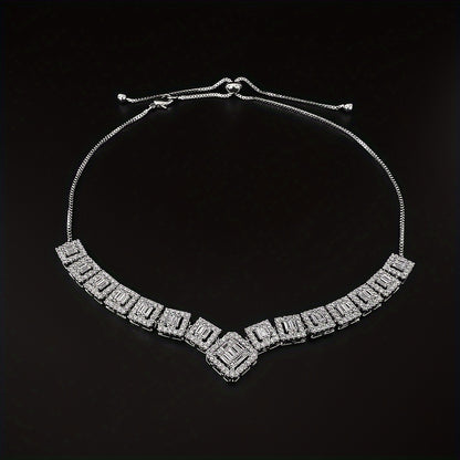 Zircon Square Pattern Necklace