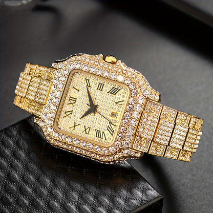 Classic Roman Iced Out WristWatch: