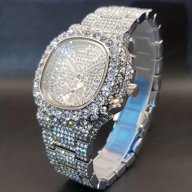 Iced Out Big Stone Golden, Silver or Mixed Hip Hop Watch