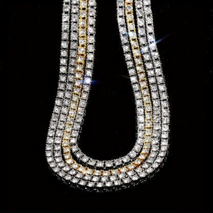 Silvery or Golden Rhinestone Tennis Chain