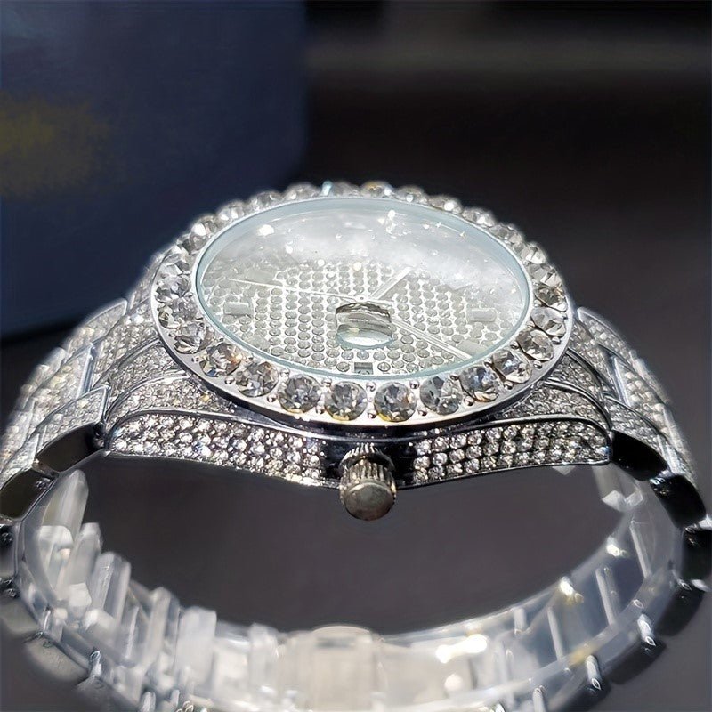 Wet Rhinestone Stone Gold, Silver or Mixed Men's Watch