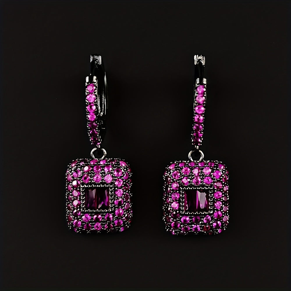 Purple or Green Exquisite Zircon Earrings