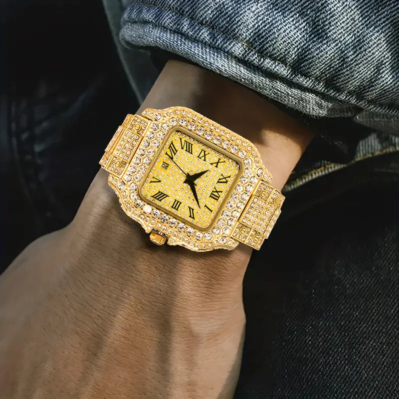 Classic Roman Iced Out WristWatch: