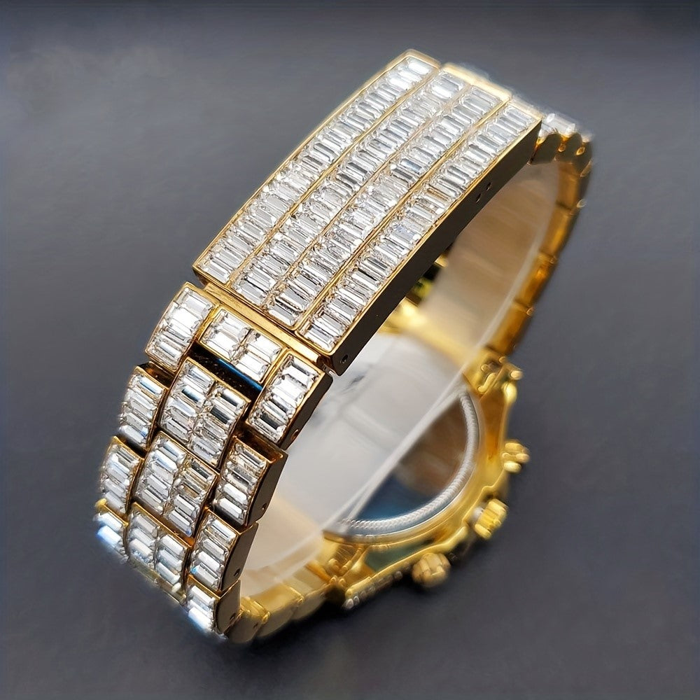 Luxury Roman Golden or Silvery Zircon Watch