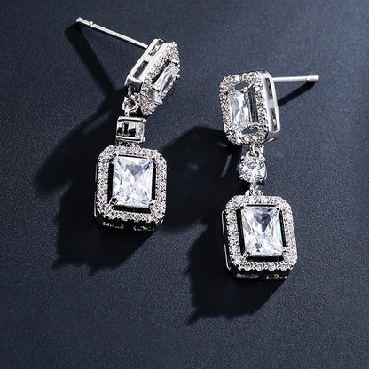 Double Square Rhinestone Earrings