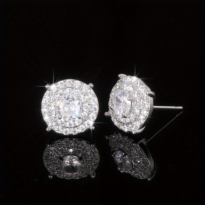 Shiny Round Zircon Earrings