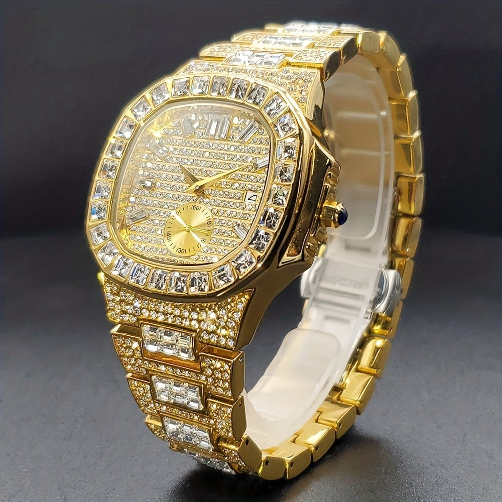 Golden, Silvery or Mixed 42mm Rhinestone Quartz Watch