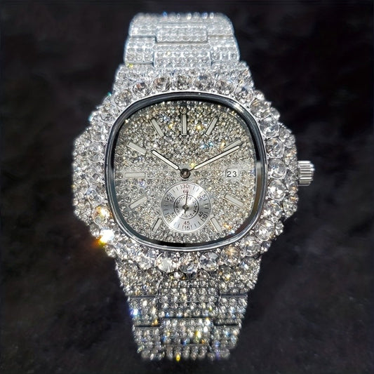 Iced Out Big Stone Golden, Silver or Mixed Hip Hop Watch