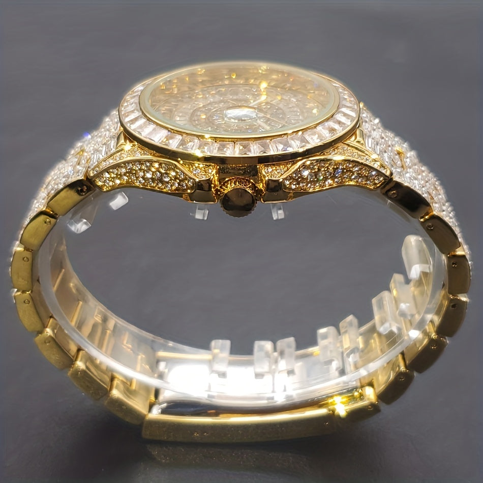 Fully Iced Out Zircon Silvery, Golden or Mixed Men's Watch