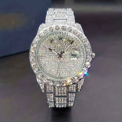 Wet Rhinestone Stone Gold, Silver or Mixed Men's Watch