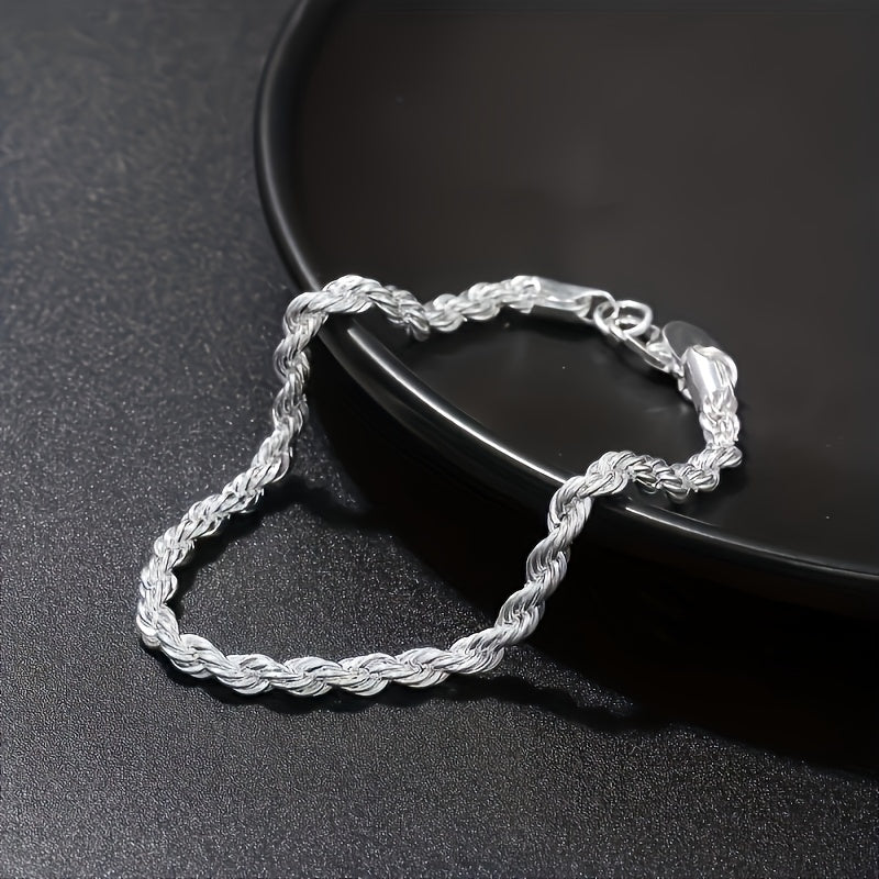 Twisted Rope Stainless Steel Golden or Silvery Bracelet