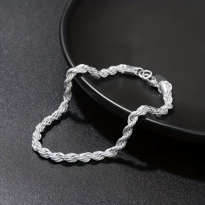 Twisted Rope Stainless Steel Golden or Silvery Bracelet