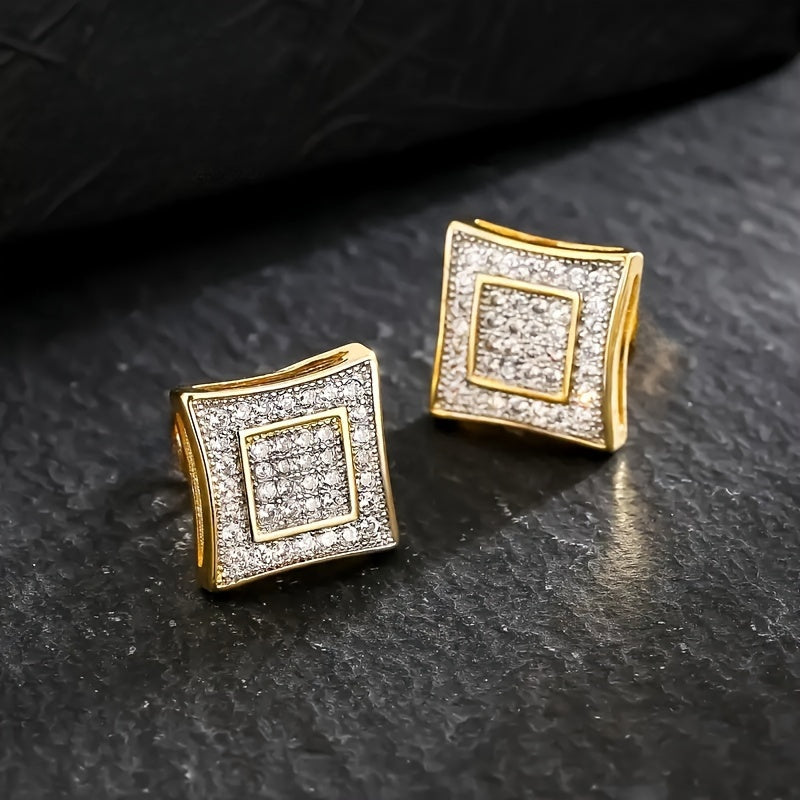 Pillow Type Zircon Earrings