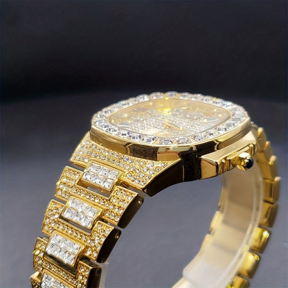 Golden, Silvery or Mixed 42mm Rhinestone Quartz Watch