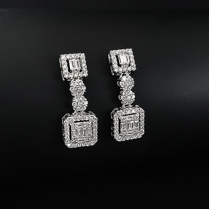 Double Square Zircon Earrings