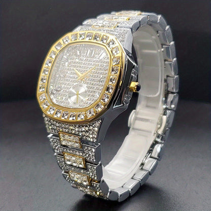 Golden, Silvery or Mixed 42mm Rhinestone Quartz Watch