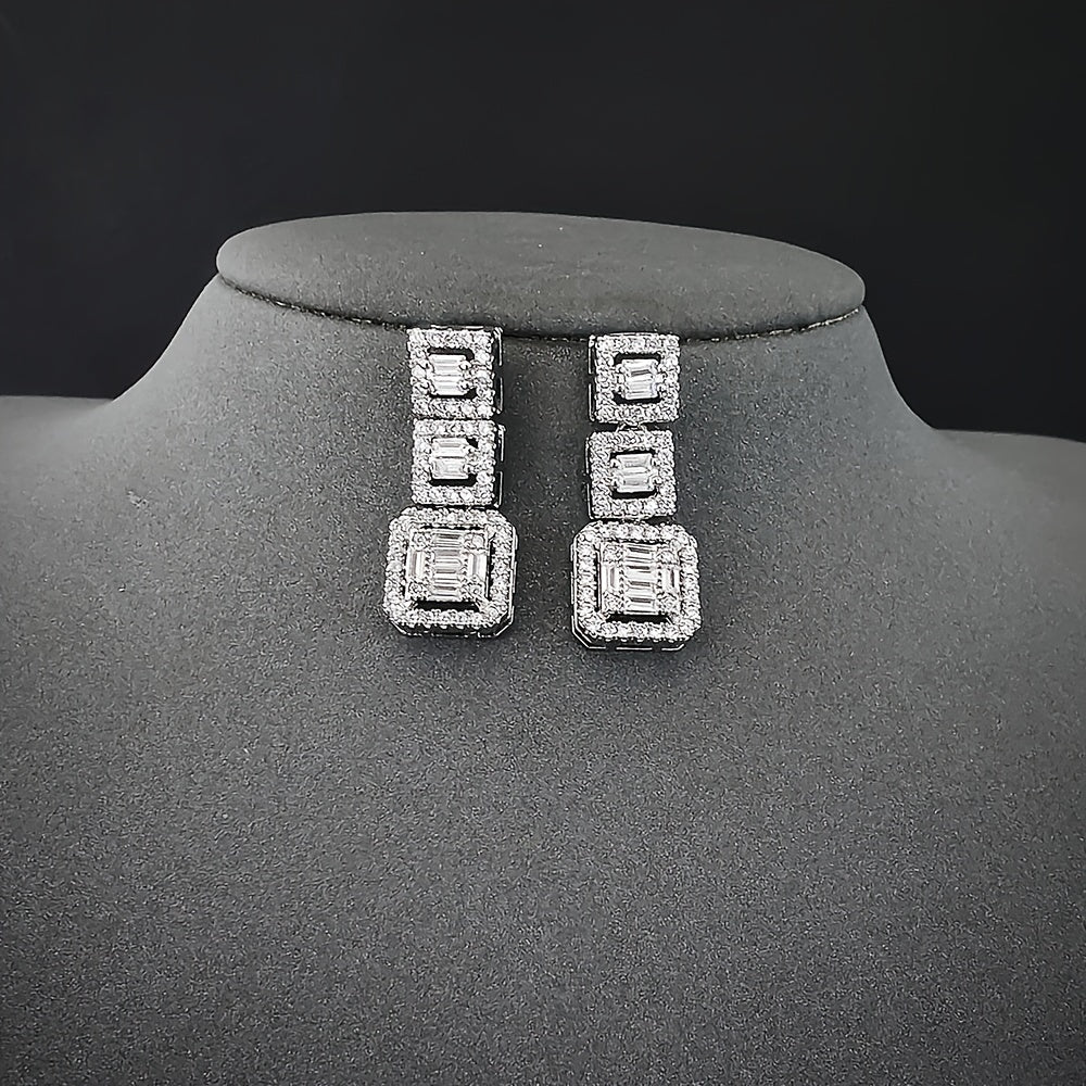 Square Zircon Inlaid Dangle Earrings