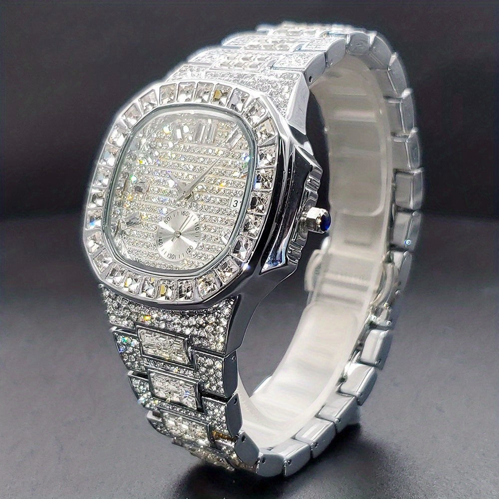 Golden, Silvery or Mixed 42mm Rhinestone Quartz Watch