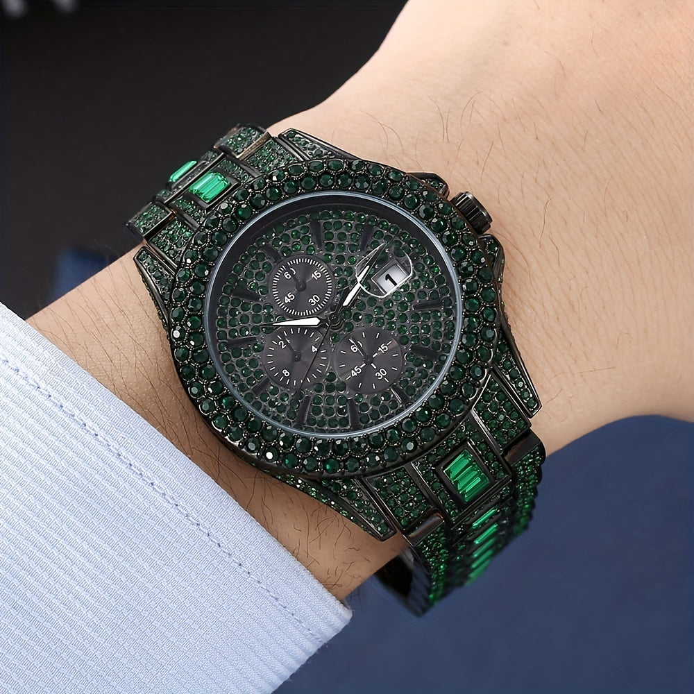 All Rhinestone Green or Blue Quartz Exclusive watch