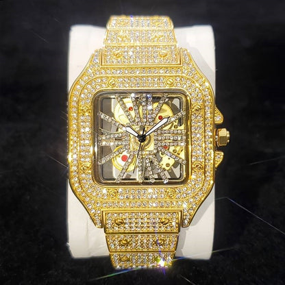 Skeleton Type Iced Out WristWatch