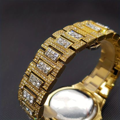 Golden, Silvery or Mixed 42mm Rhinestone Quartz Watch