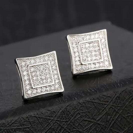 Pillow Type Zircon Earrings