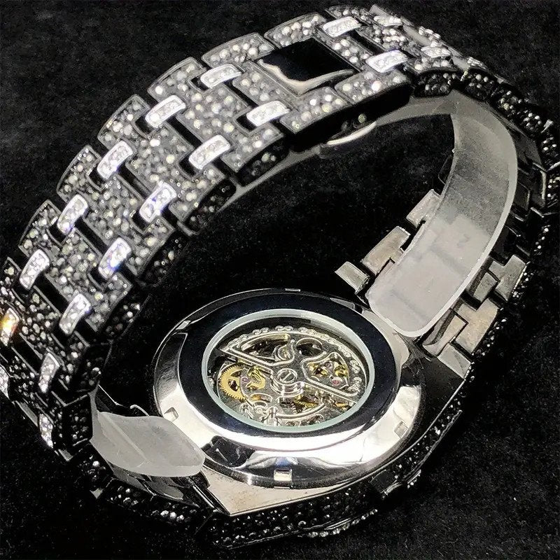 Exclusive Iced Out Hollow Skeleton Mechanical Watch