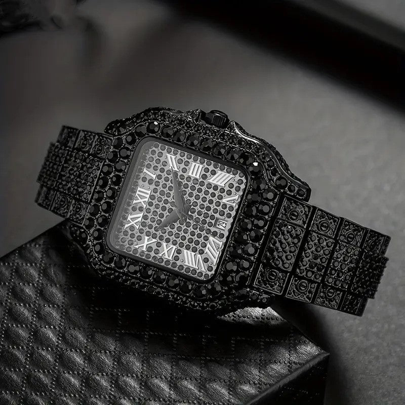 Classic Roman Iced Out WristWatch: