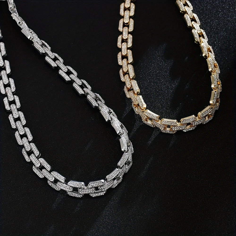 Original Design Studded Rhinestone Cuban Iced Chain