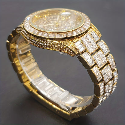 Fully Iced Out Zircon Silvery, Golden or Mixed Men's Watch