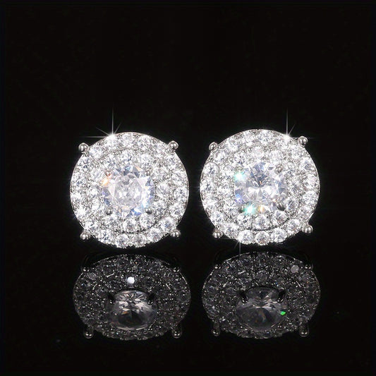 Shiny Round Zircon Earrings