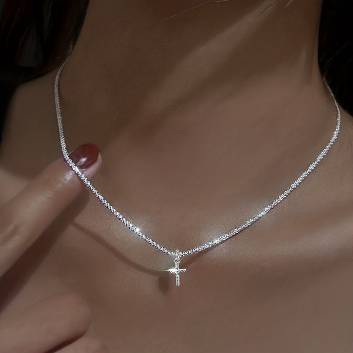 Square or Cross Zircon Pendant Necklace