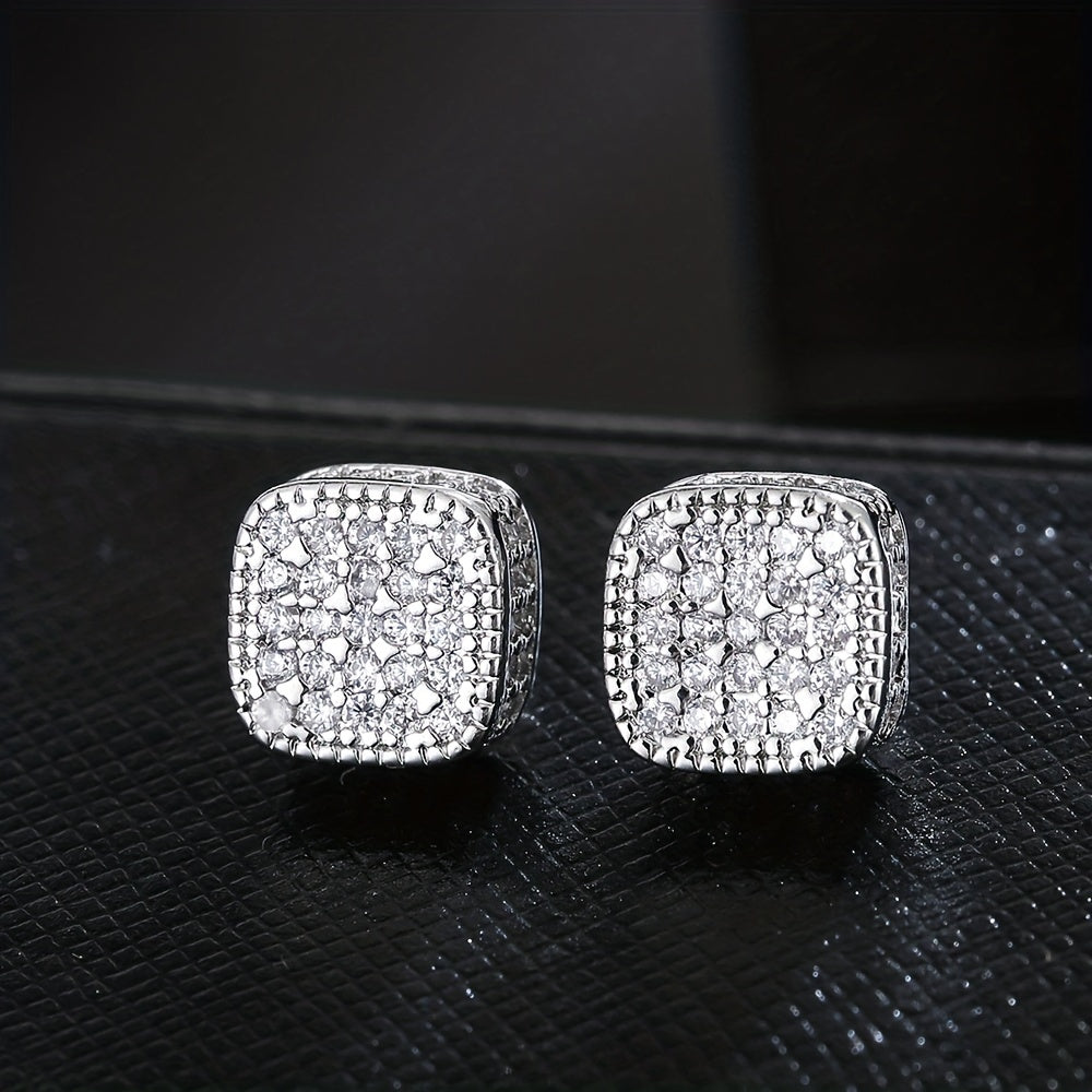 Golden or Silvery Rounded Zirconia Earrings