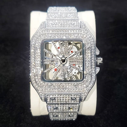 Skeleton Type Iced Out WristWatch