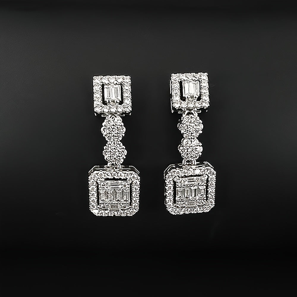 Double Square Zircon Earrings